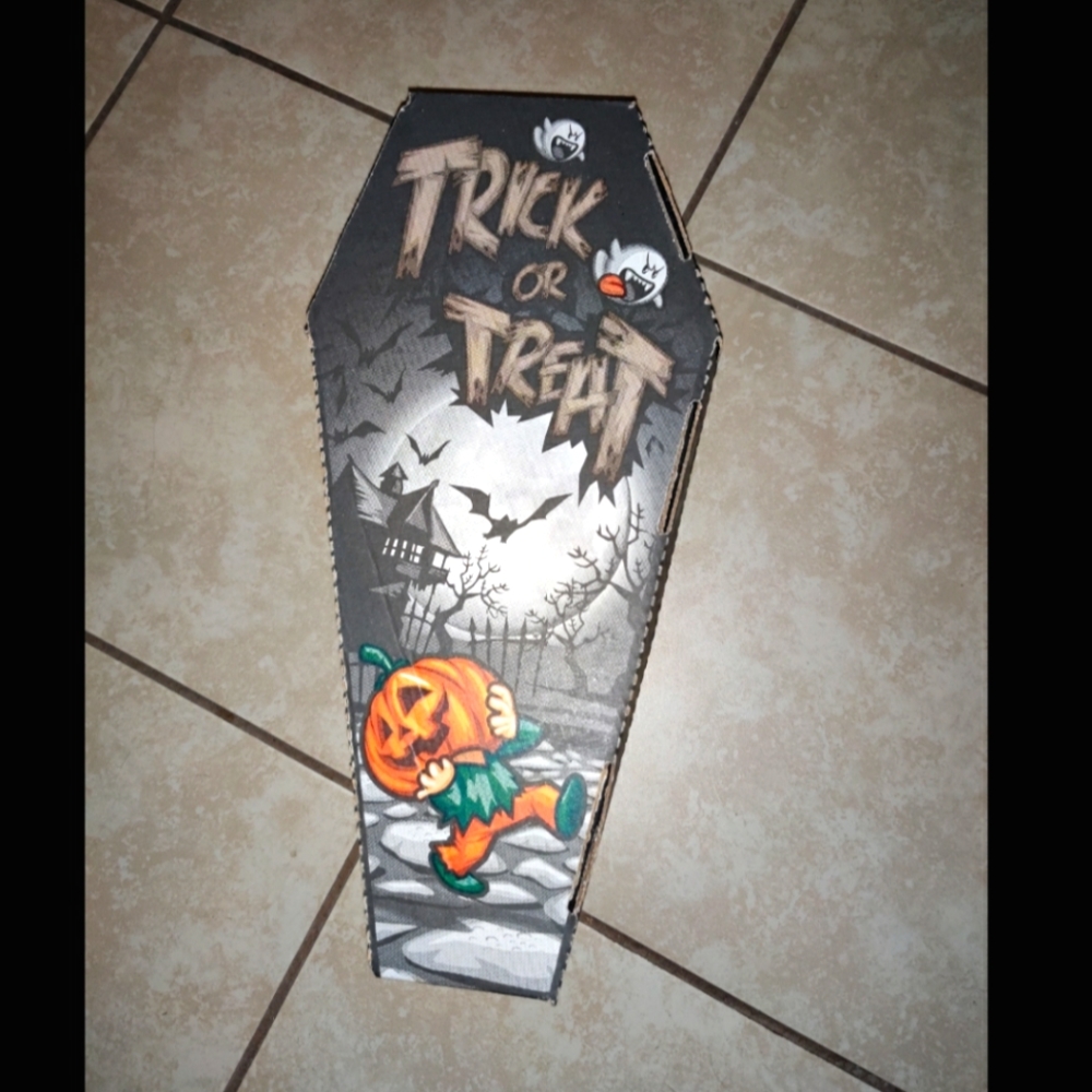 NEW Halloween Coffin Cardboard Box Pumpkin Ghost Vampire Decor Spooky